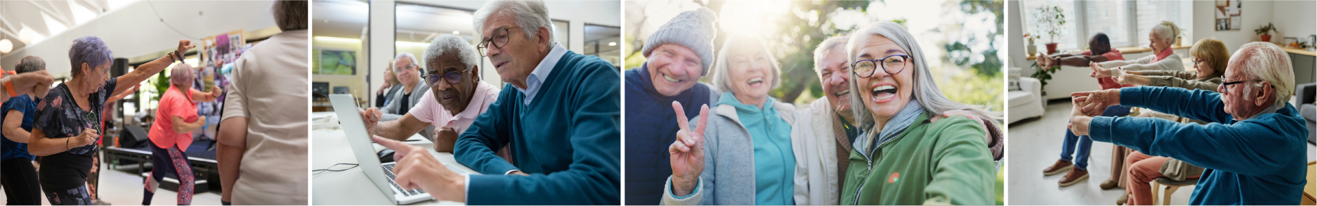 various images of seniors having fun
