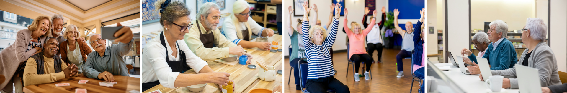 various images of seniors having fun